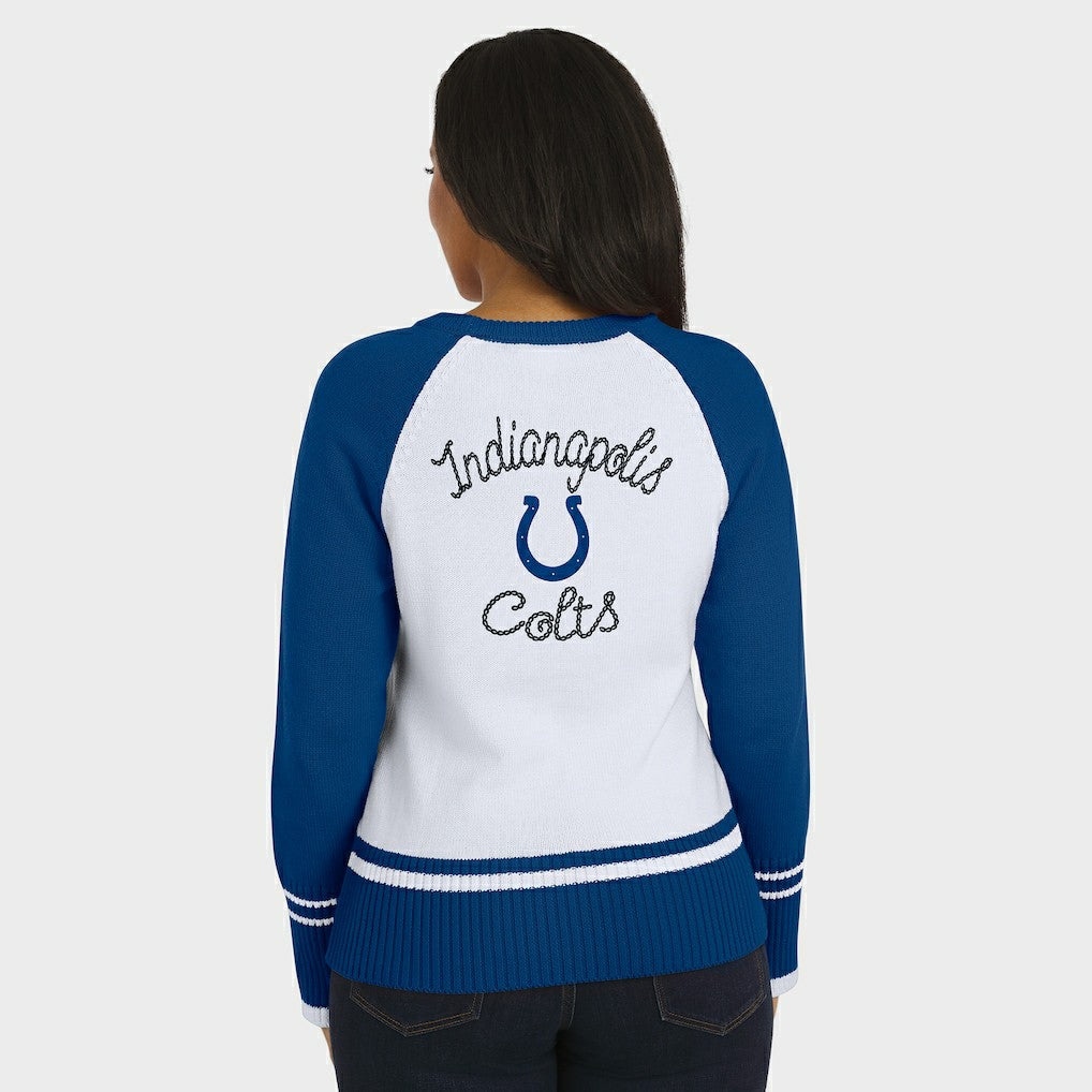 Indianapolis Colts WEAR by Erin Andrews Women's Colorblock Raglan Sweater - White/Royal - NFL