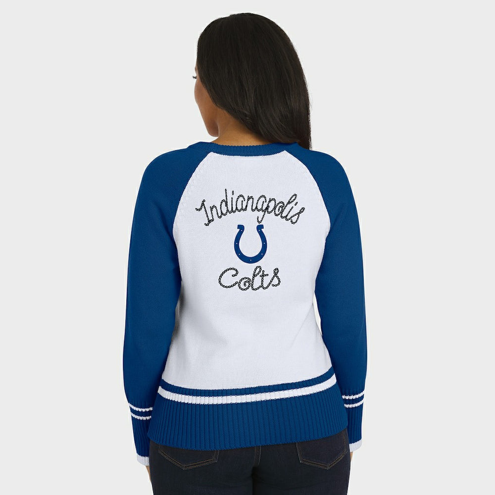 Indianapolis Colts WEAR by Erin Andrews Women's Colorblock Raglan Sweater - White/Royal - NFL