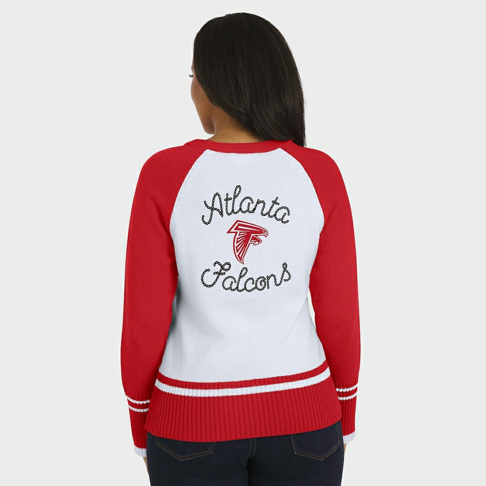Atlanta Falcons WEAR by Erin Andrews Women's Colorblock Raglan Sweater - White/Red - NFL