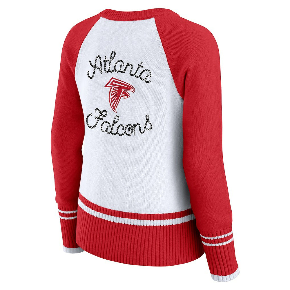 Atlanta Falcons WEAR by Erin Andrews Women's Colorblock Raglan Sweater - White/Red - NFL