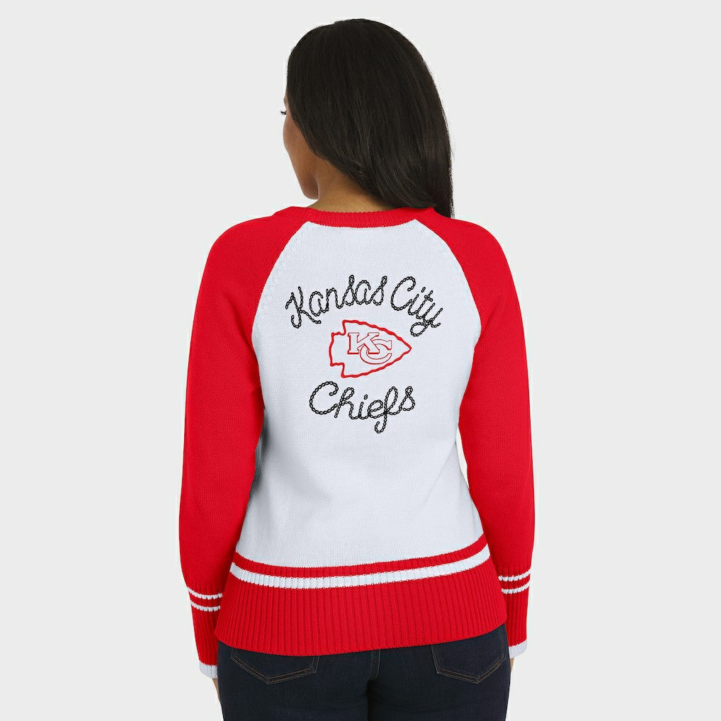 Kansas City Chiefs WEAR by Erin Andrews Women's Colorblock Raglan Sweater - White/Red - NFL