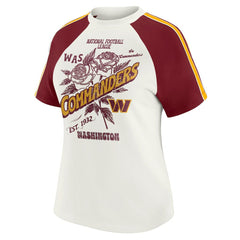 Washington Commanders WEAR by Erin Andrews Women's Sleeve Stripe Distressed Raglan T-Shirt - White - NFL