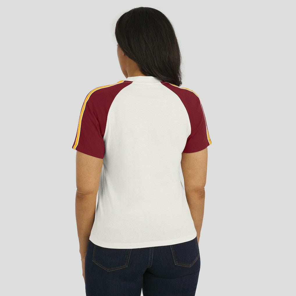 Washington Commanders WEAR by Erin Andrews Women's Sleeve Stripe Distressed Raglan T-Shirt - White - NFL