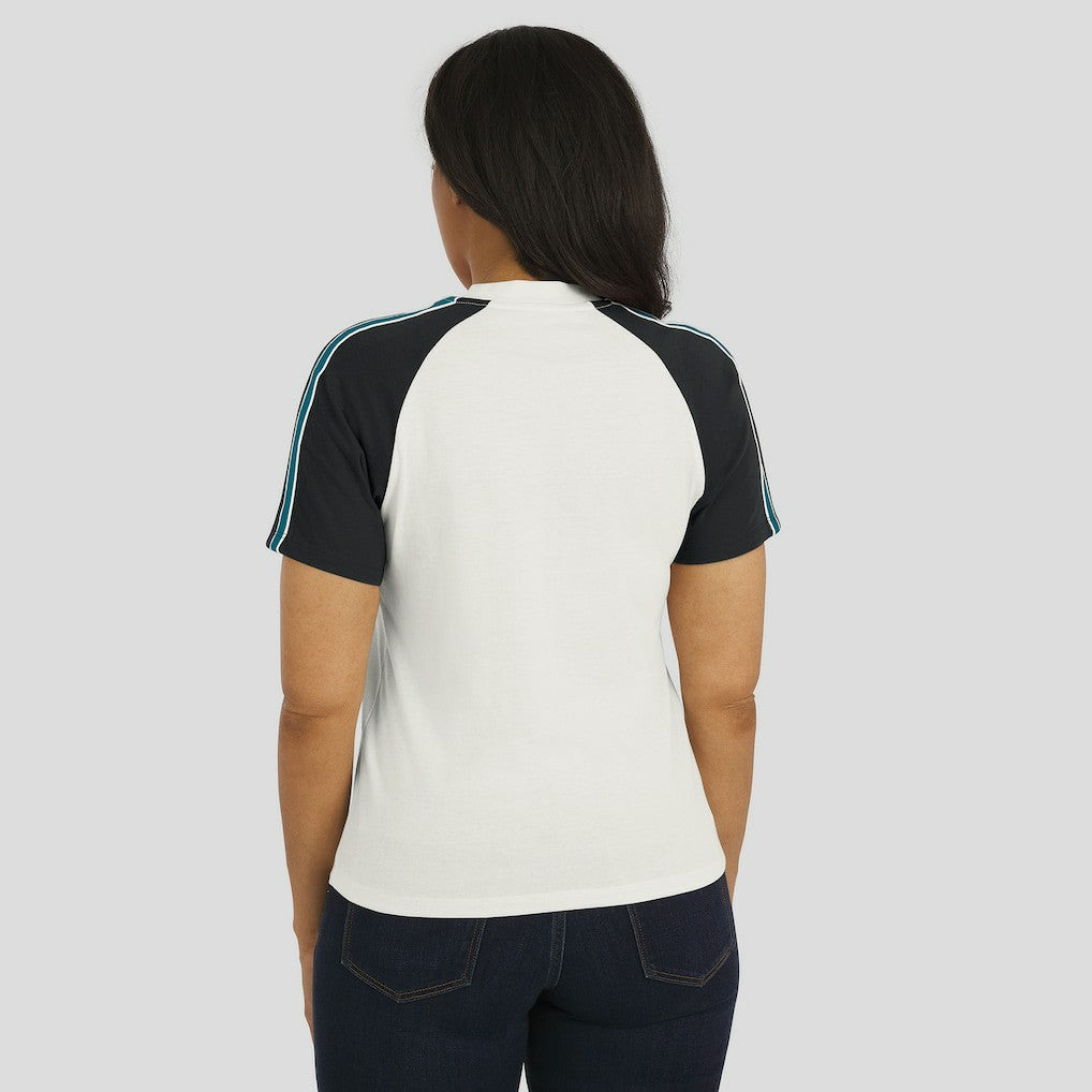 Jacksonville Jaguars WEAR by Erin Andrews Women's Sleeve Stripe Distressed Raglan T-Shirt - White - NFL