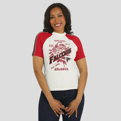 Atlanta Falcons WEAR by Erin Andrews Women's Sleeve Stripe Distressed Raglan T-Shirt - White - NFL