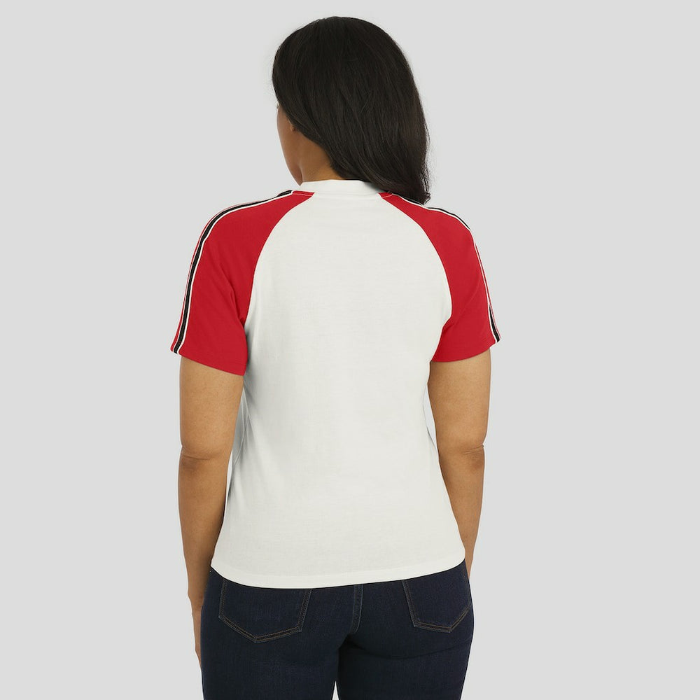 Atlanta Falcons WEAR by Erin Andrews Women's Sleeve Stripe Distressed Raglan T-Shirt - White - NFL