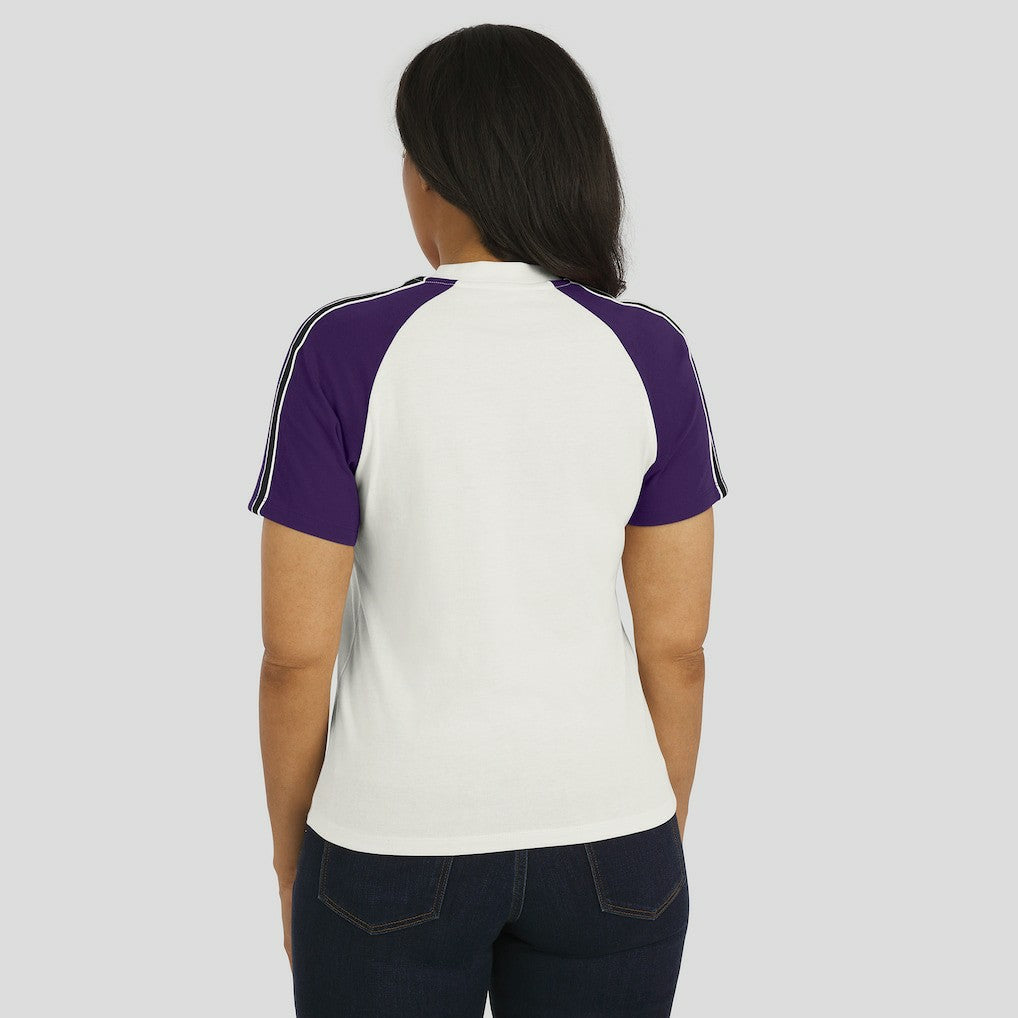 Baltimore Ravens WEAR by Erin Andrews Women's Sleeve Stripe Distressed Raglan T-Shirt - White - NFL
