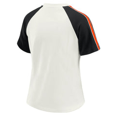 Cincinnati Bengals WEAR by Erin Andrews Women's Sleeve Stripe Distressed Raglan T-Shirt - White - NFL