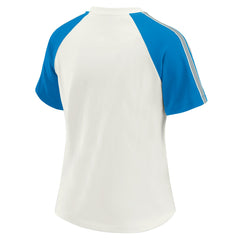 Detroit Lions WEAR by Erin Andrews Women's Sleeve Stripe Distressed Raglan T-Shirt - White - NFL