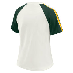 Green Bay Packers WEAR by Erin Andrews Women's Sleeve Stripe Distressed Raglan T-Shirt - White - NFL