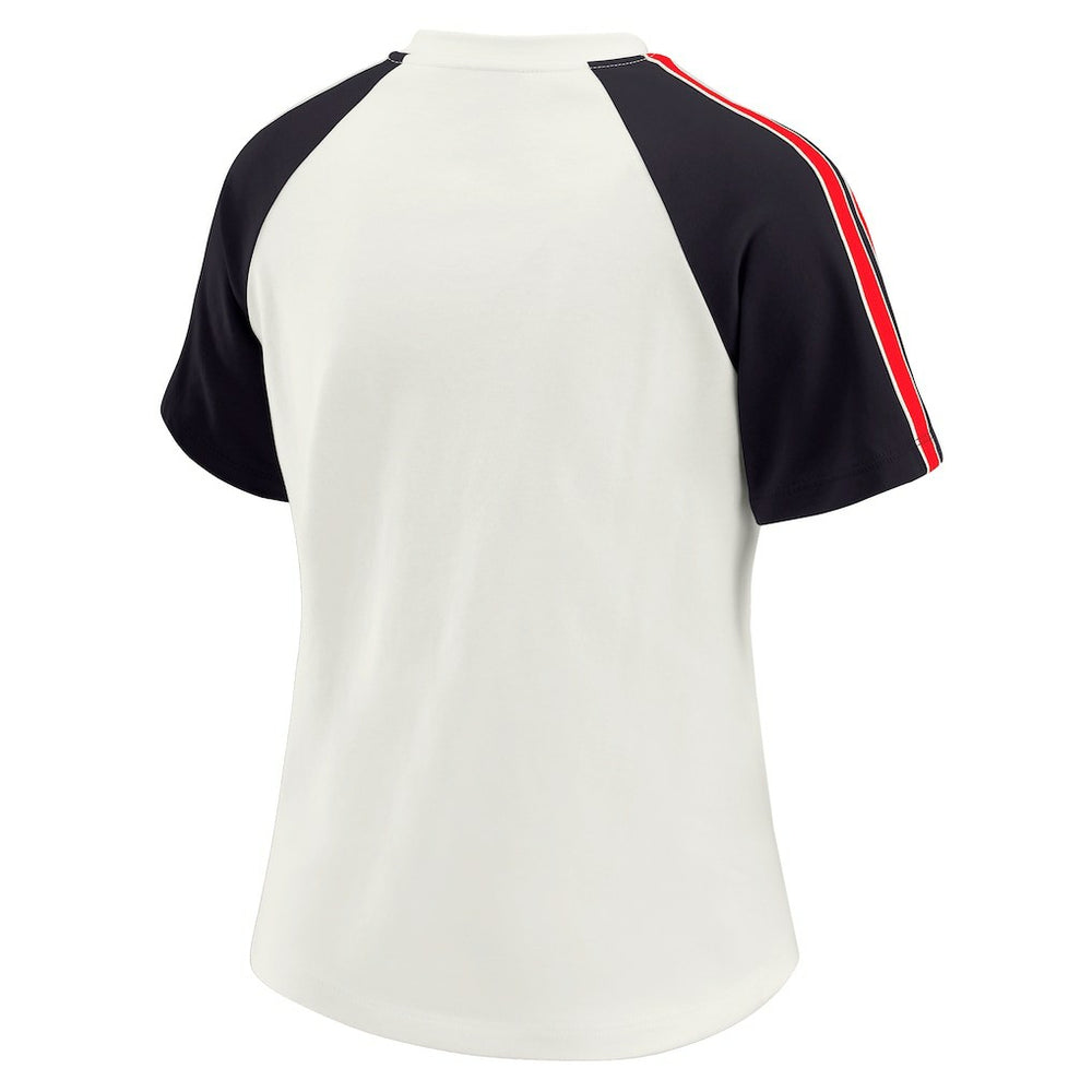 Houston Texans WEAR by Erin Andrews Women's Sleeve Stripe Distressed Raglan T-Shirt - White - NFL