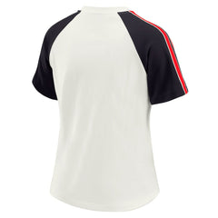 Houston Texans WEAR by Erin Andrews Women's Sleeve Stripe Distressed Raglan T-Shirt - White - NFL