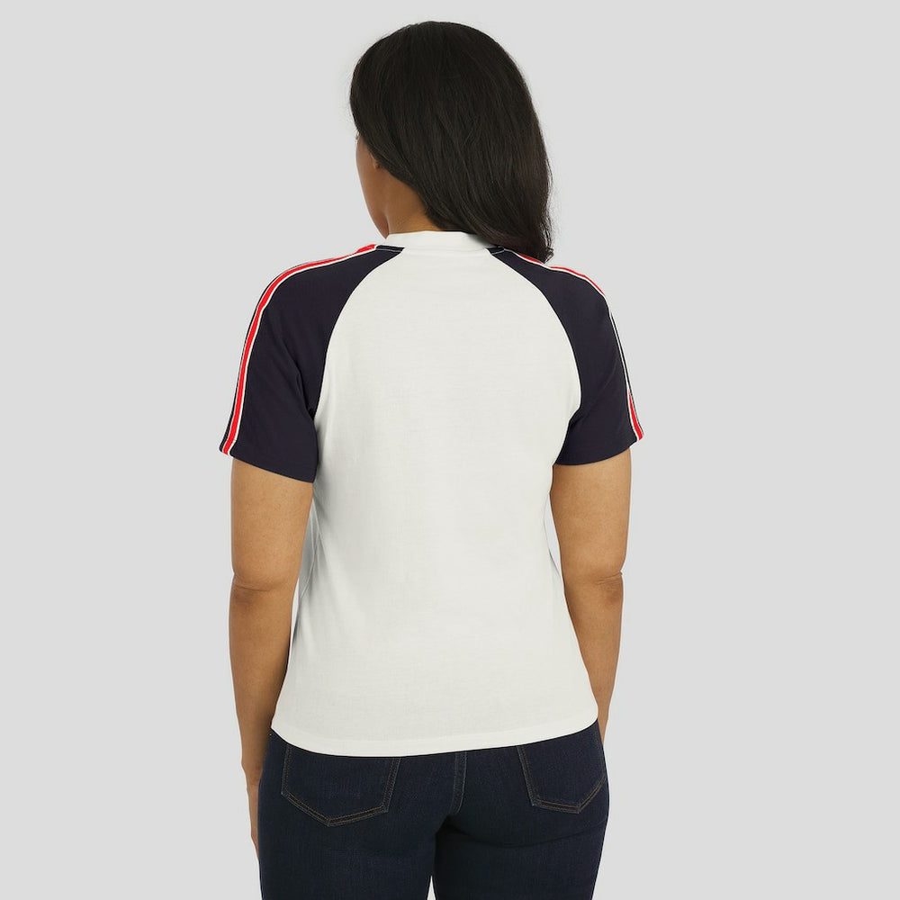 Houston Texans WEAR by Erin Andrews Women's Sleeve Stripe Distressed Raglan T-Shirt - White - NFL