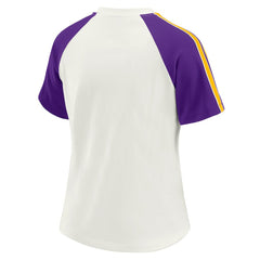 Minnesota Vikings WEAR by Erin Andrews Women's Sleeve Stripe Distressed Raglan T-Shirt - White - NFL