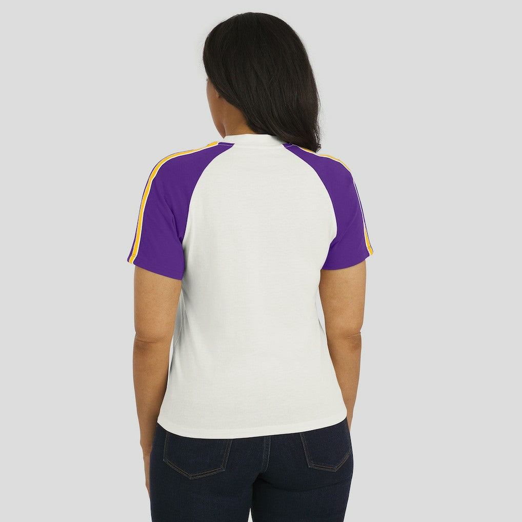 Minnesota Vikings WEAR by Erin Andrews Women's Sleeve Stripe Distressed Raglan T-Shirt - White - NFL