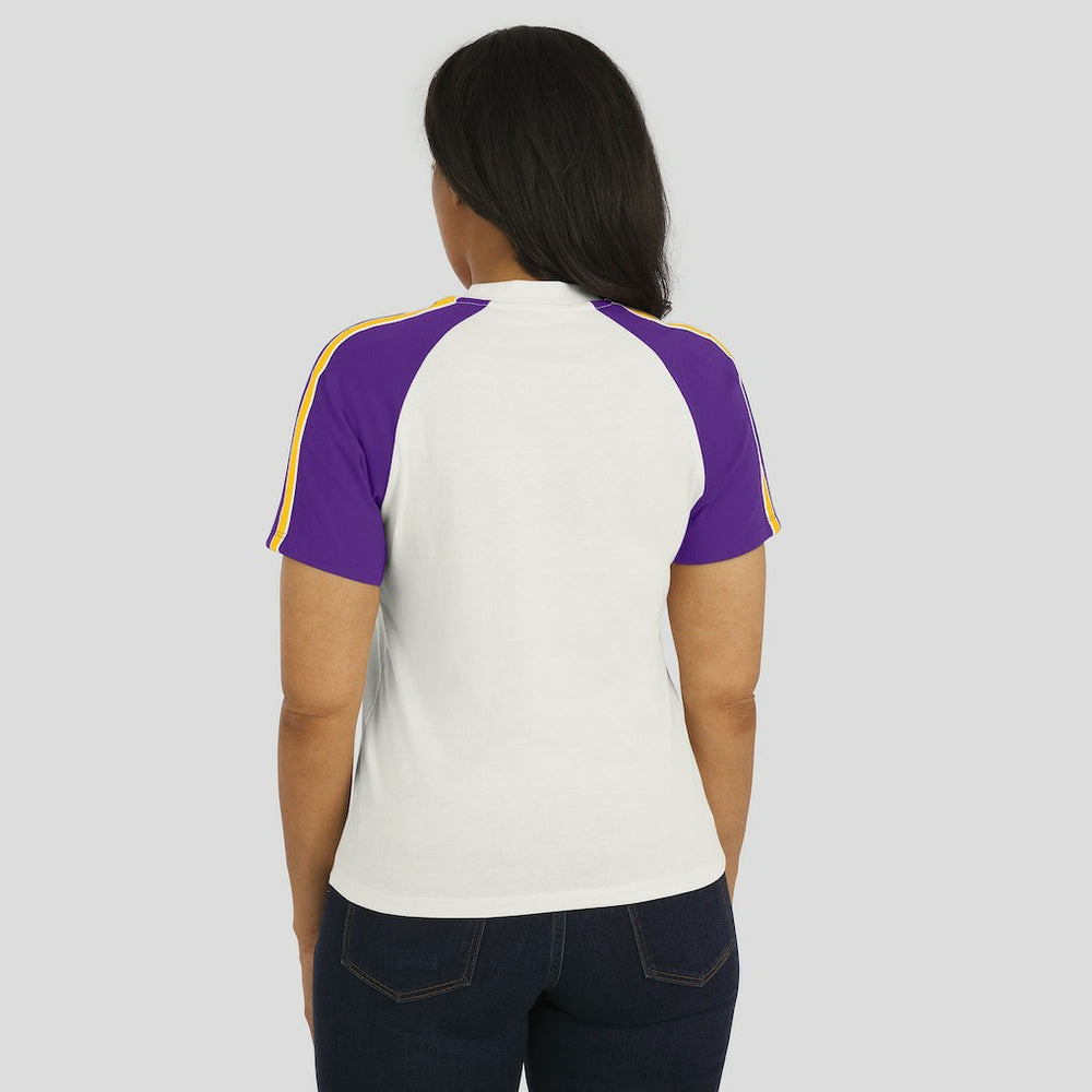 Minnesota Vikings WEAR by Erin Andrews Women's Sleeve Stripe Distressed Raglan T-Shirt - White - NFL
