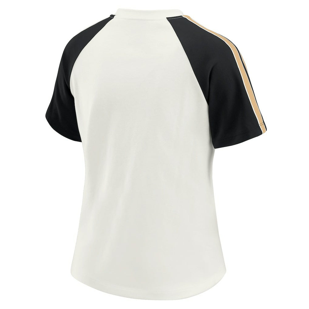 New Orleans Saints WEAR by Erin Andrews Women's Sleeve Stripe Distressed Raglan T-Shirt - White - NFL