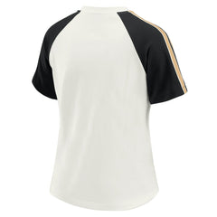 New Orleans Saints WEAR by Erin Andrews Women's Sleeve Stripe Distressed Raglan T-Shirt - White - NFL