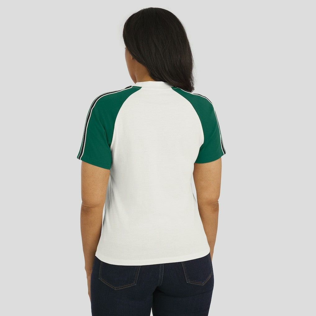 New York Jets WEAR by Erin Andrews Women's Sleeve Stripe Distressed Raglan T-Shirt - White - NFL