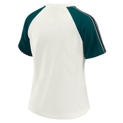Philadelphia Eagles WEAR by Erin Andrews Women's Sleeve Stripe Distressed Raglan T-Shirt - White - NFL