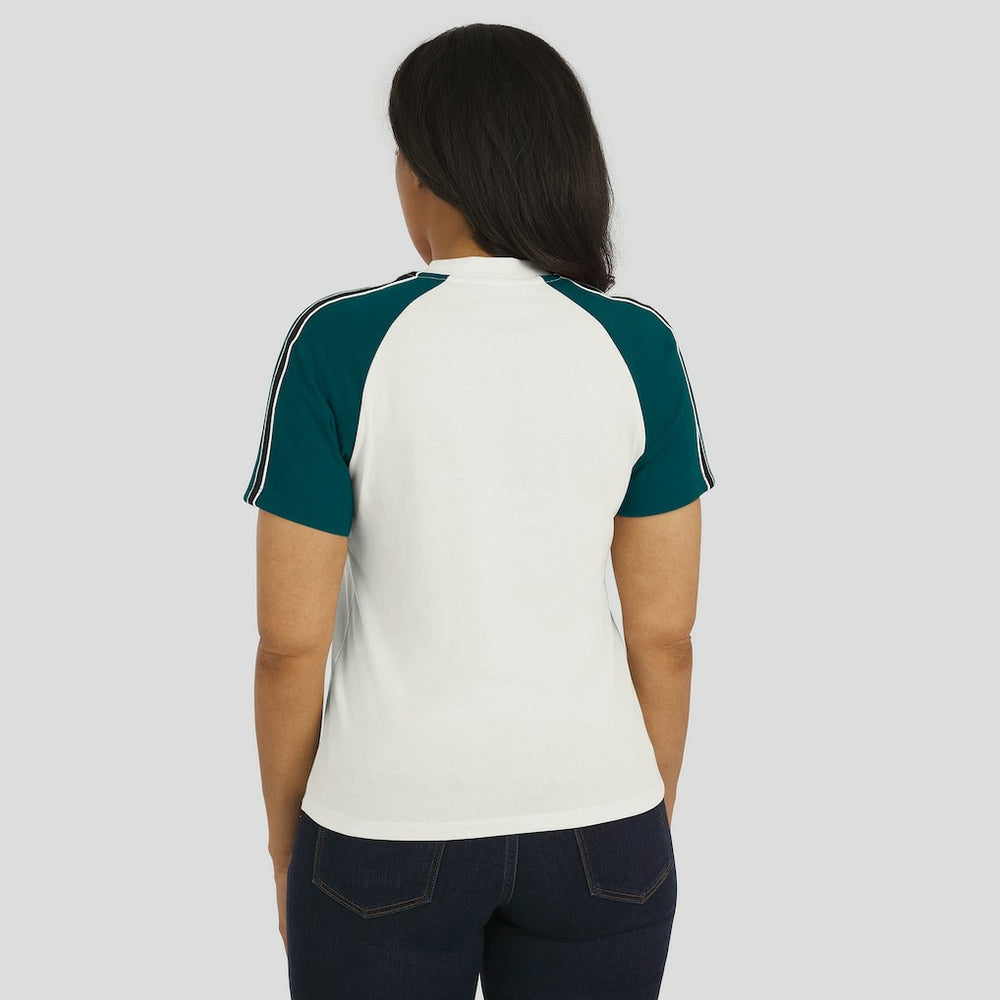 Philadelphia Eagles WEAR by Erin Andrews Women's Sleeve Stripe Distressed Raglan T-Shirt - White - NFL