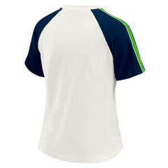 Seattle Seahawks WEAR by Erin Andrews Women's Sleeve Stripe Distressed Raglan T-Shirt - White - NFL
