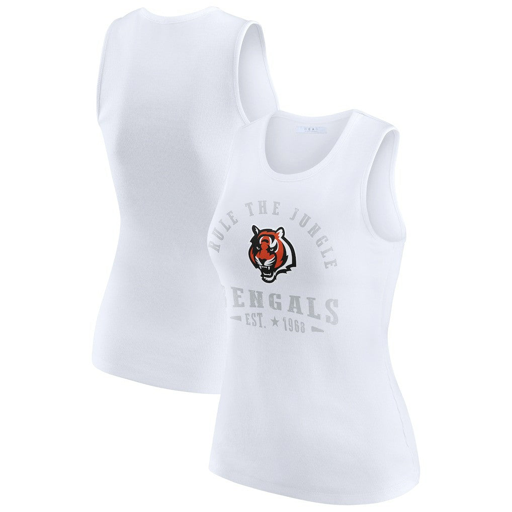 Cincinnati Bengals WEAR by Erin Andrews Women's Ribbed Graphic Tank Top - White - NFL
