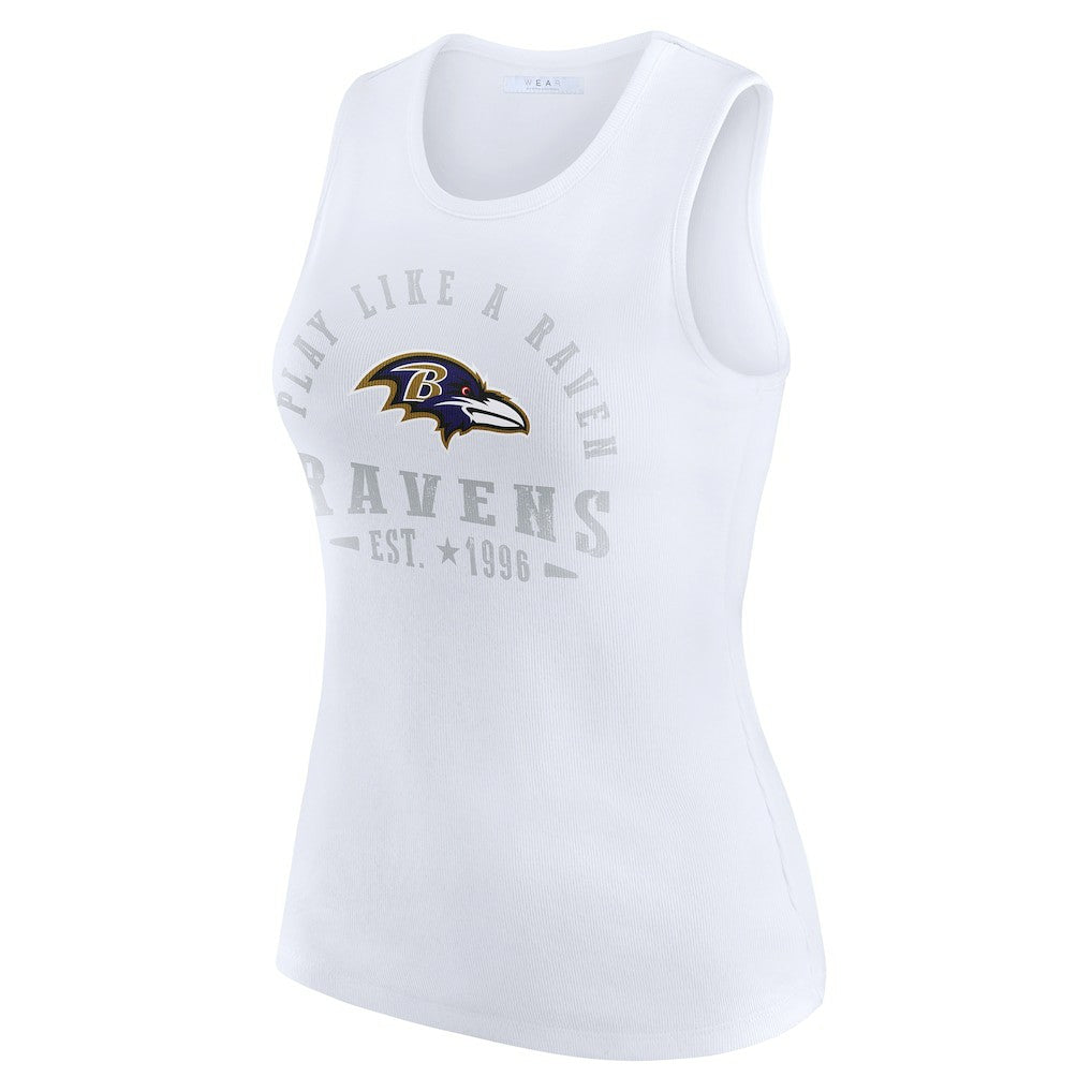 Baltimore Ravens WEAR by Erin Andrews Women's Ribbed Graphic Tank Top - White - NFL
