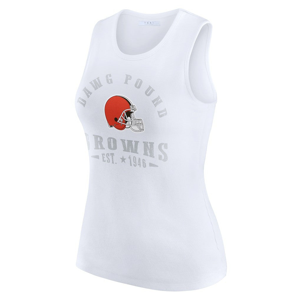 Cleveland Browns WEAR by Erin Andrews Women's Ribbed Graphic Tank Top - White - NFL