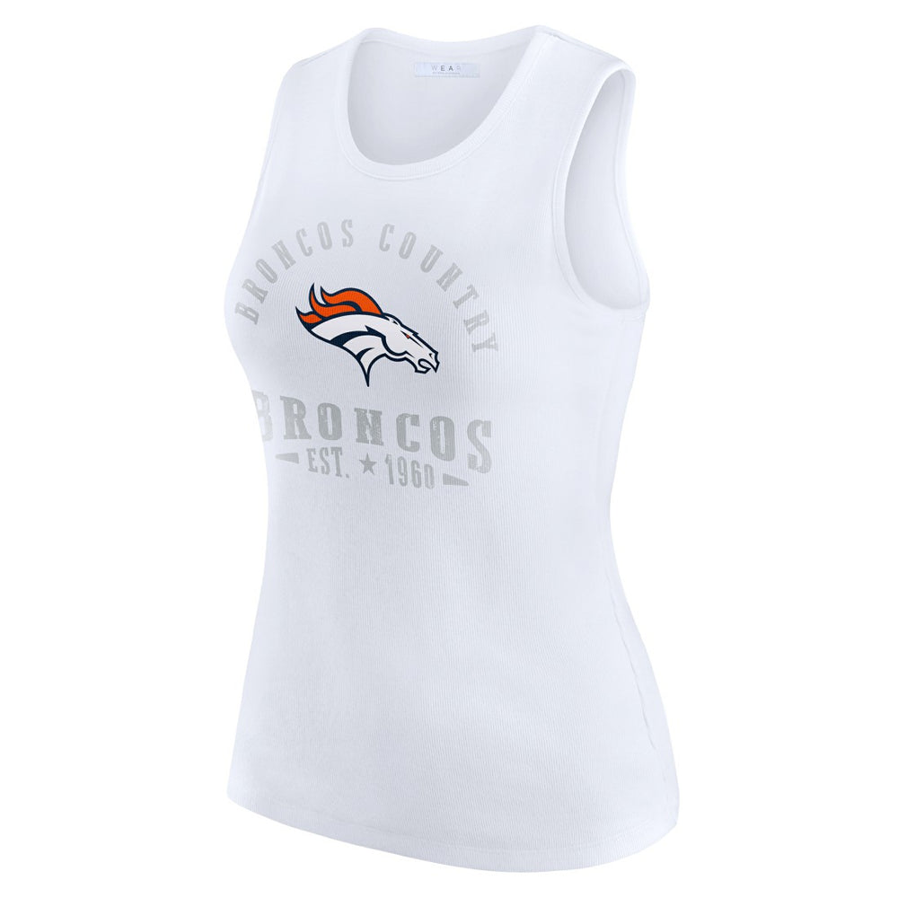 Denver Broncos WEAR by Erin Andrews Women's Ribbed Graphic Tank Top - White - NFL