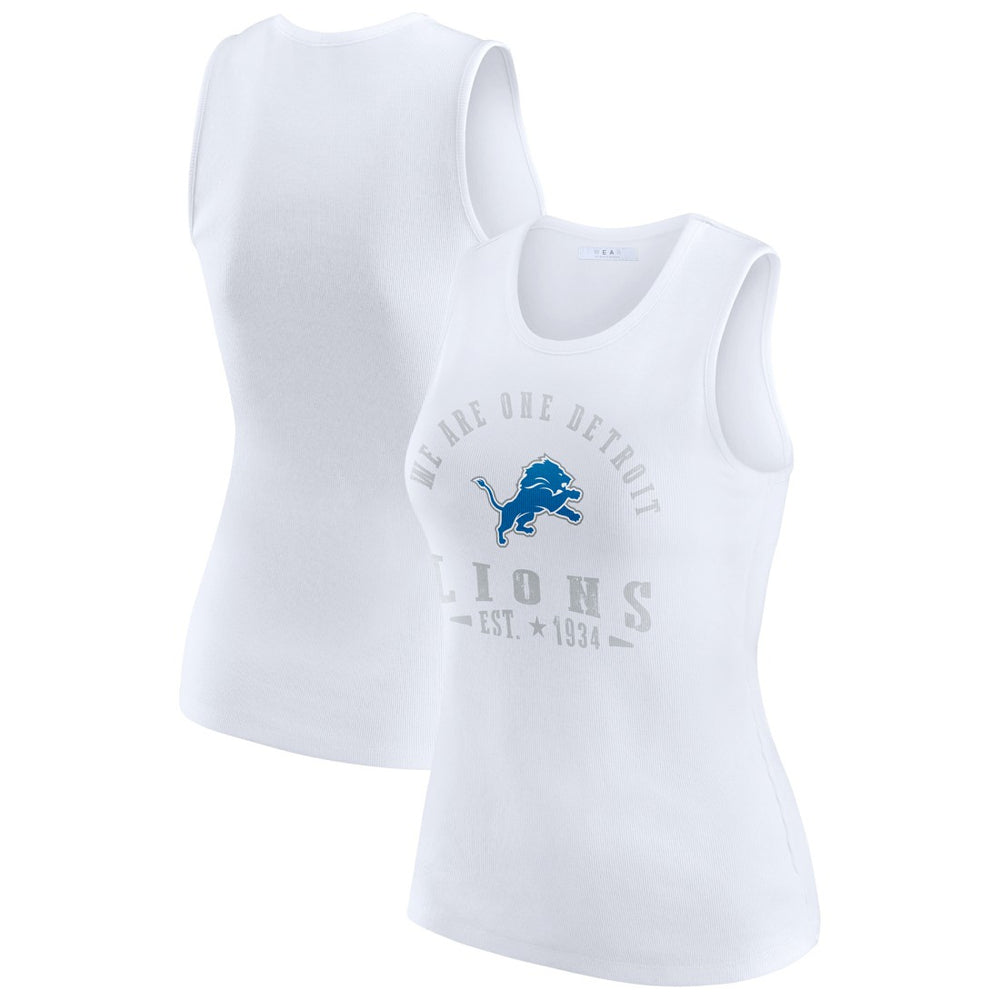 Detroit Lions WEAR by Erin Andrews Women's Ribbed Graphic Tank Top - White - NFL