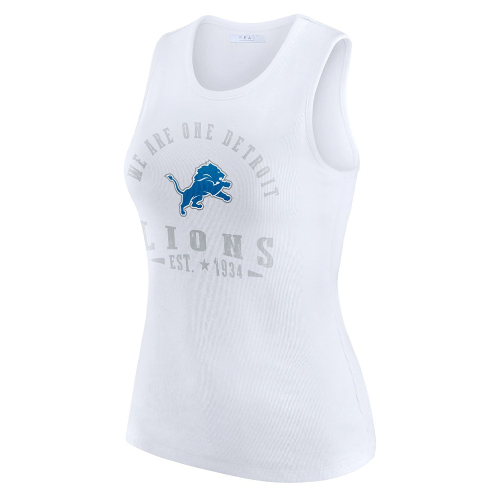 Detroit Lions WEAR by Erin Andrews Women's Ribbed Graphic Tank Top - White - NFL