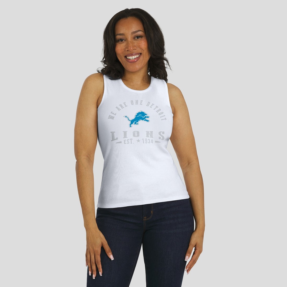 Detroit Lions WEAR by Erin Andrews Women's Ribbed Graphic Tank Top - White - NFL