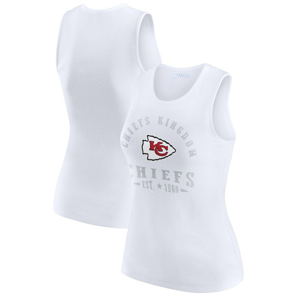 Kansas City Chiefs WEAR by Erin Andrews Women's Ribbed Graphic Tank Top - White - NFL