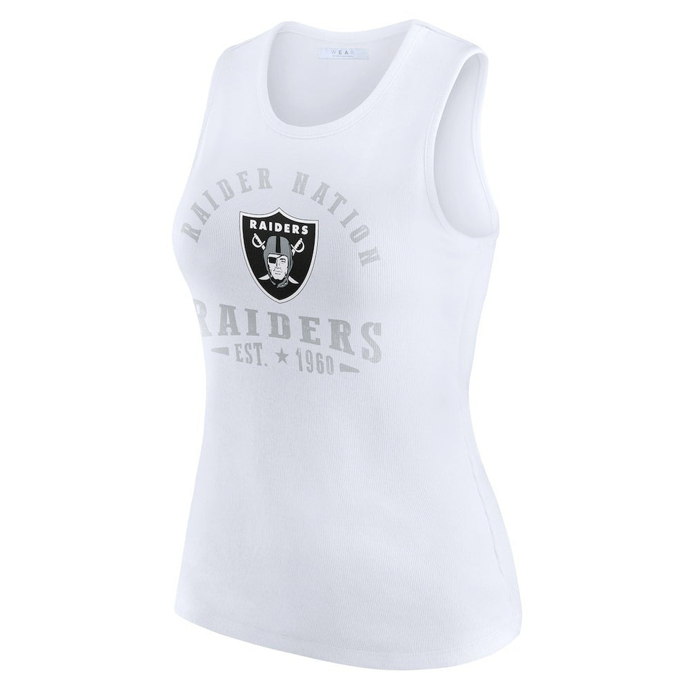 Las Vegas Raiders WEAR by Erin Andrews Women's Ribbed Graphic Tank Top - White - NFL