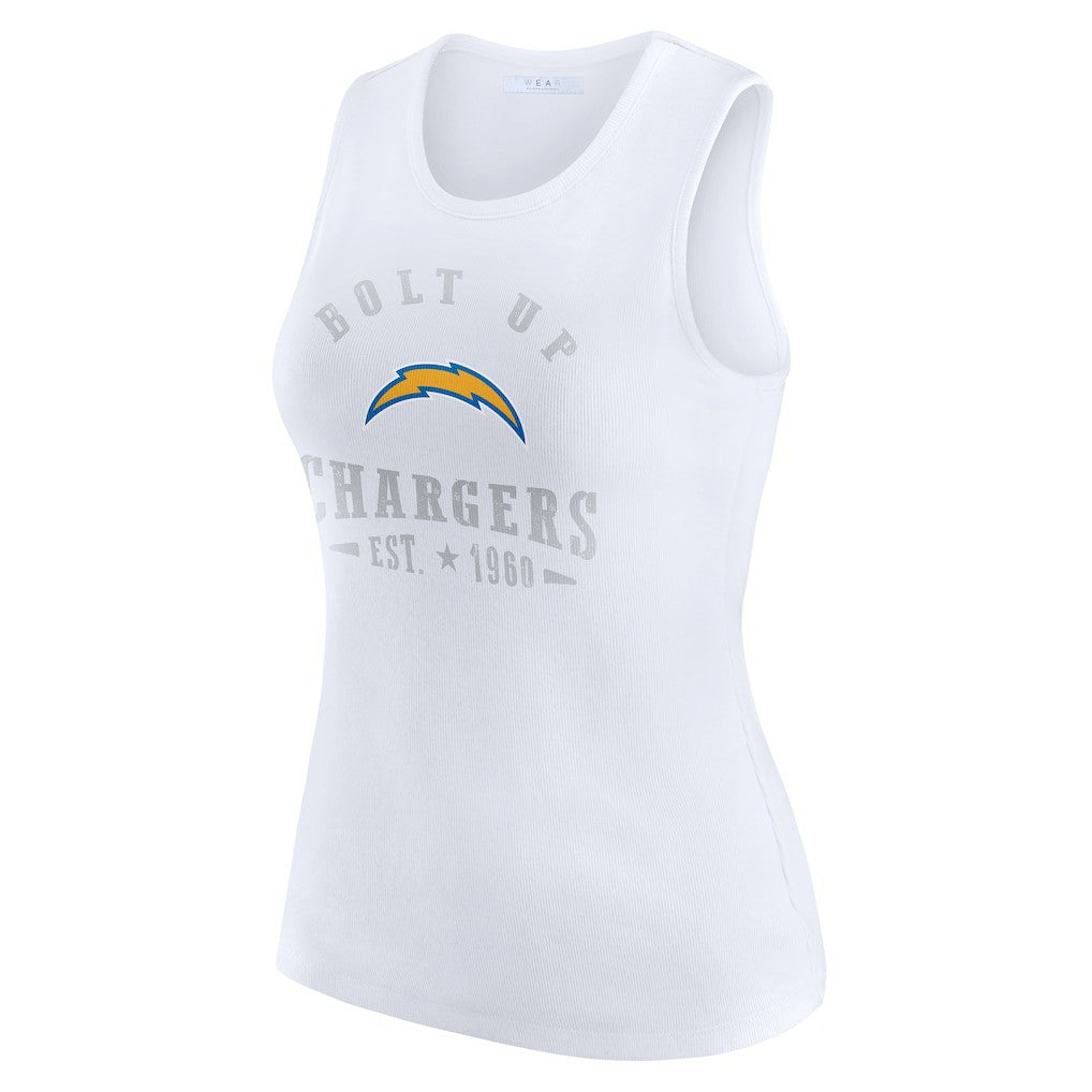 Los Angeles Chargers WEAR by Erin Andrews Women's Ribbed Graphic Tank Top - White - NFL