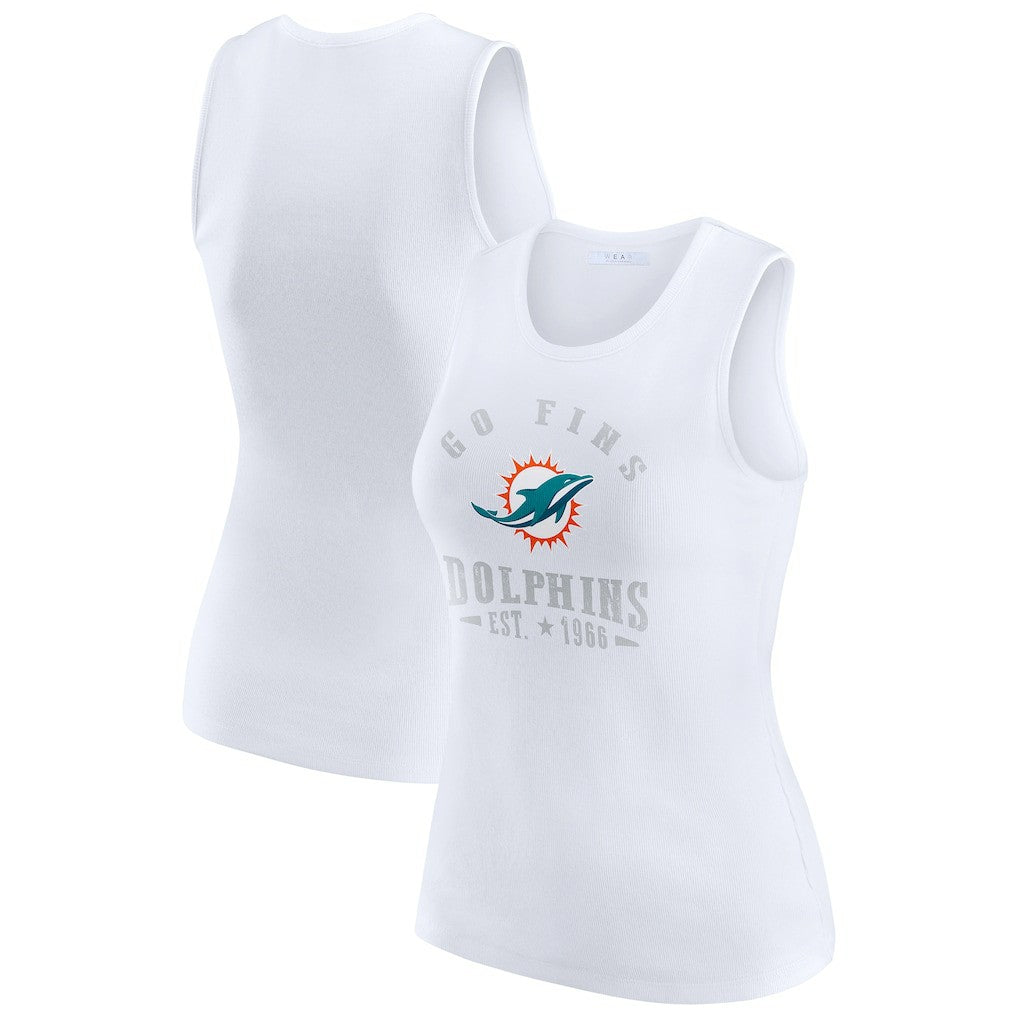 Miami Dolphins WEAR by Erin Andrews Women's Ribbed Graphic Tank Top - White - NFL