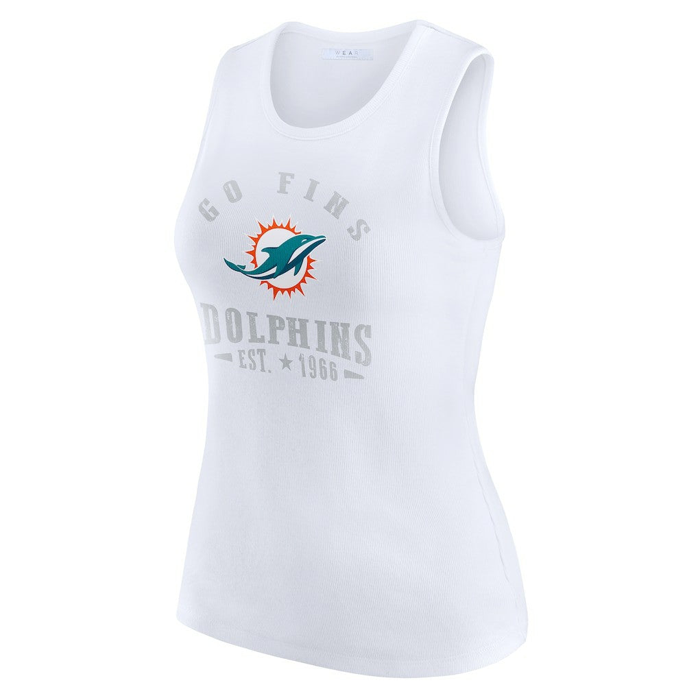 Miami Dolphins WEAR by Erin Andrews Women's Ribbed Graphic Tank Top - White - NFL