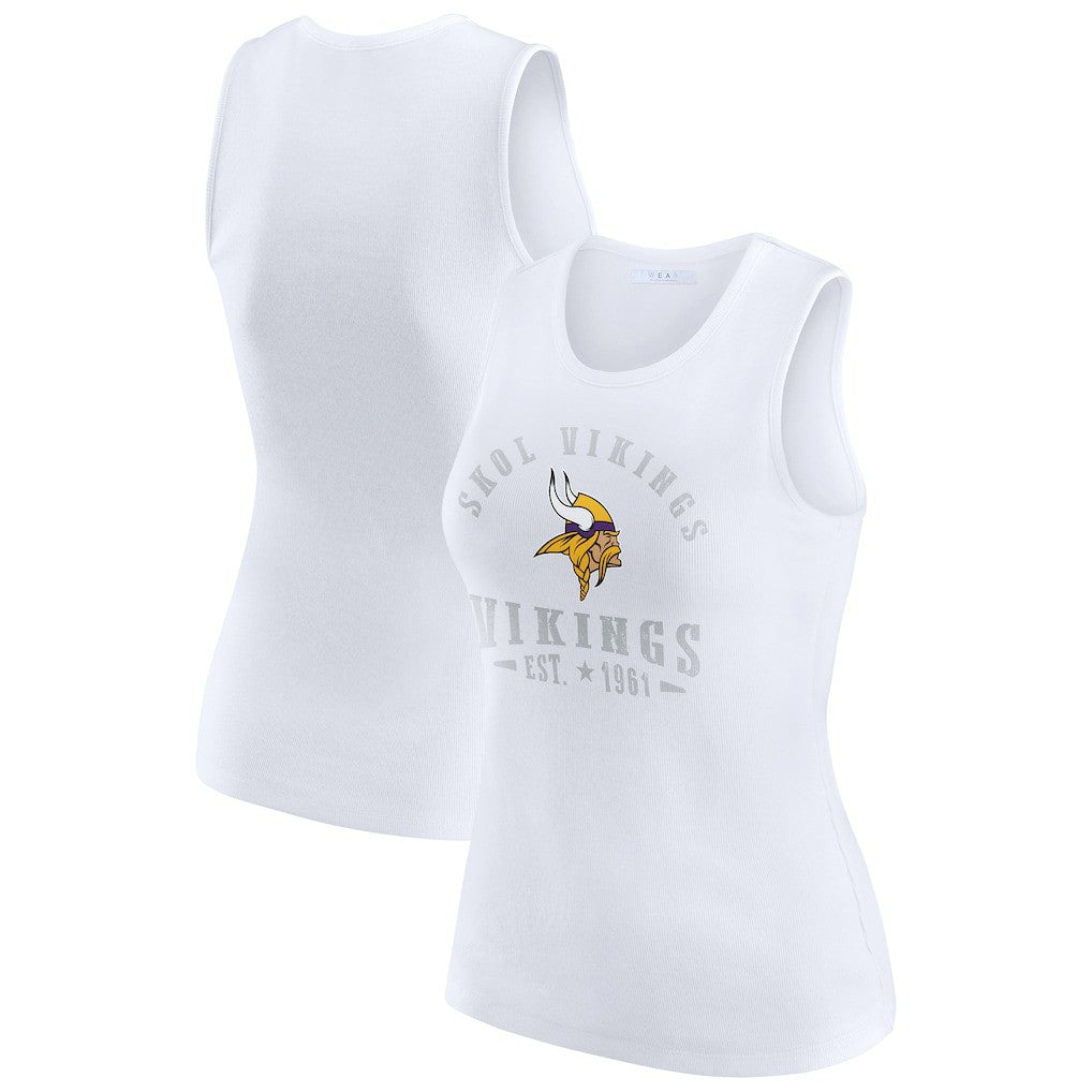 Minnesota Vikings WEAR by Erin Andrews Women's Ribbed Graphic Tank Top - White - NFL