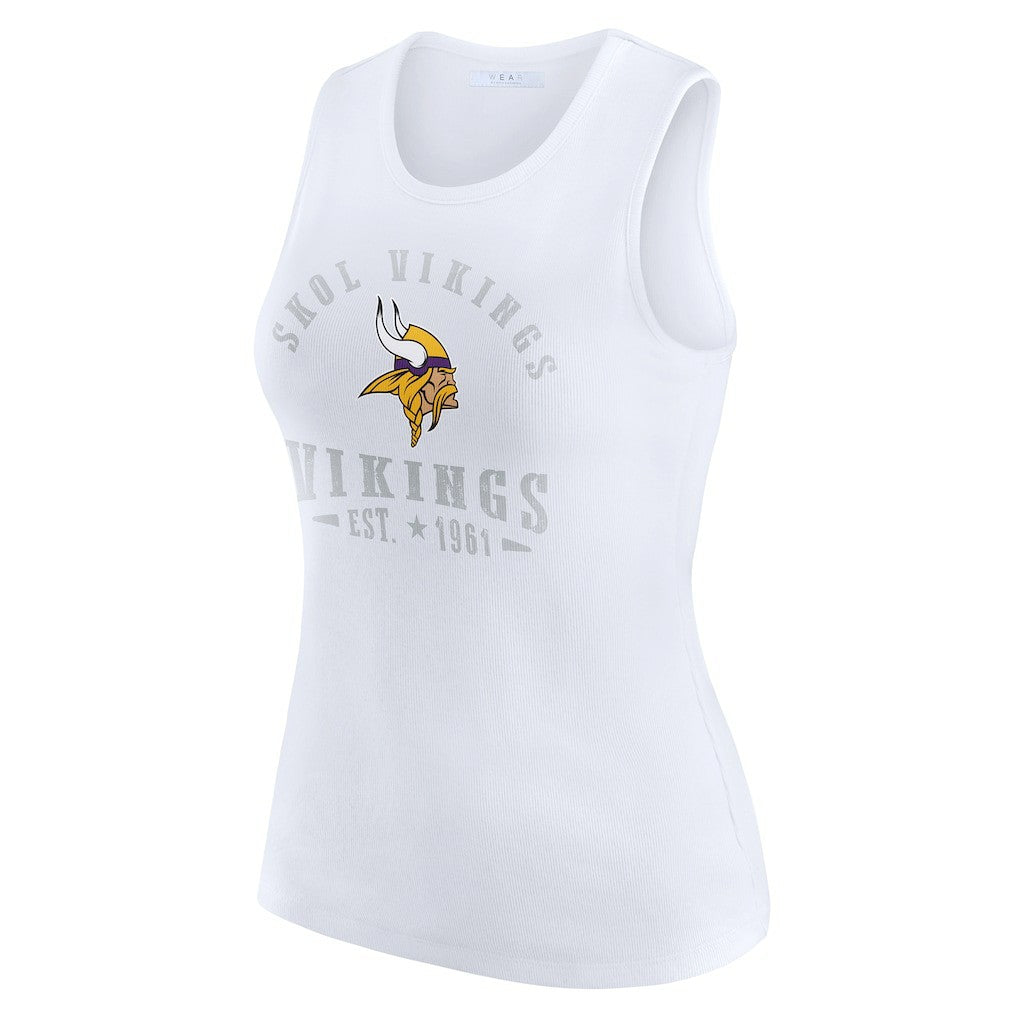 Minnesota Vikings WEAR by Erin Andrews Women's Ribbed Graphic Tank Top - White - NFL