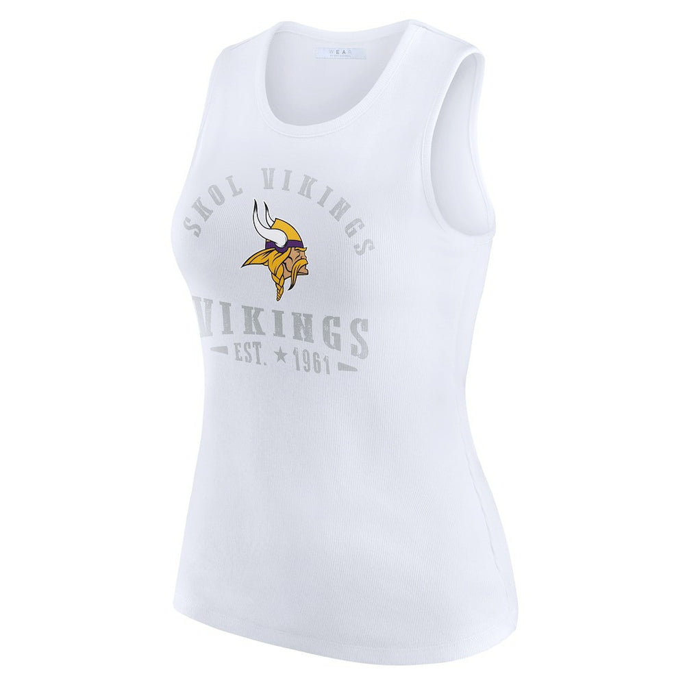 Minnesota Vikings WEAR by Erin Andrews Women's Ribbed Graphic Tank Top - White - NFL