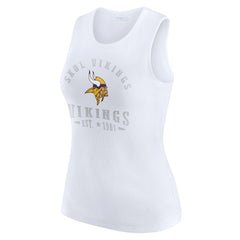 Minnesota Vikings WEAR by Erin Andrews Women's Ribbed Graphic Tank Top - White - NFL