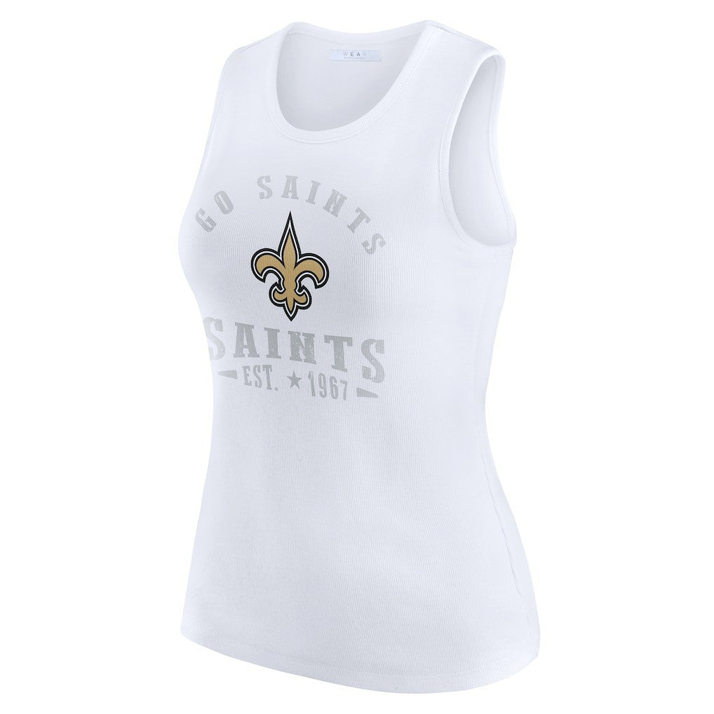 New Orleans Saints WEAR by Erin Andrews Women's Ribbed Graphic Tank Top - White - NFL