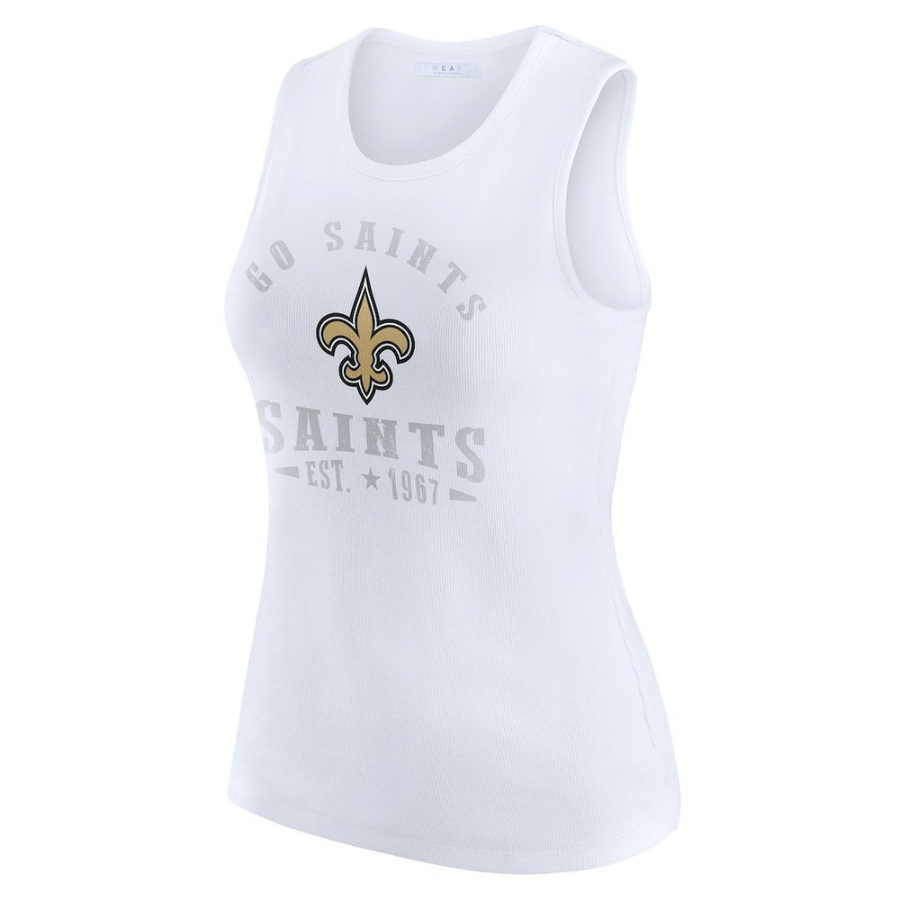 New Orleans Saints WEAR by Erin Andrews Women's Ribbed Graphic Tank Top - White - NFL