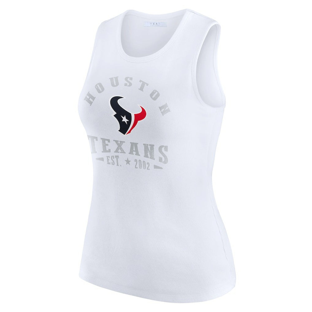 Houston Texans WEAR by Erin Andrews Women's Ribbed Graphic Tank Top - White - NFL