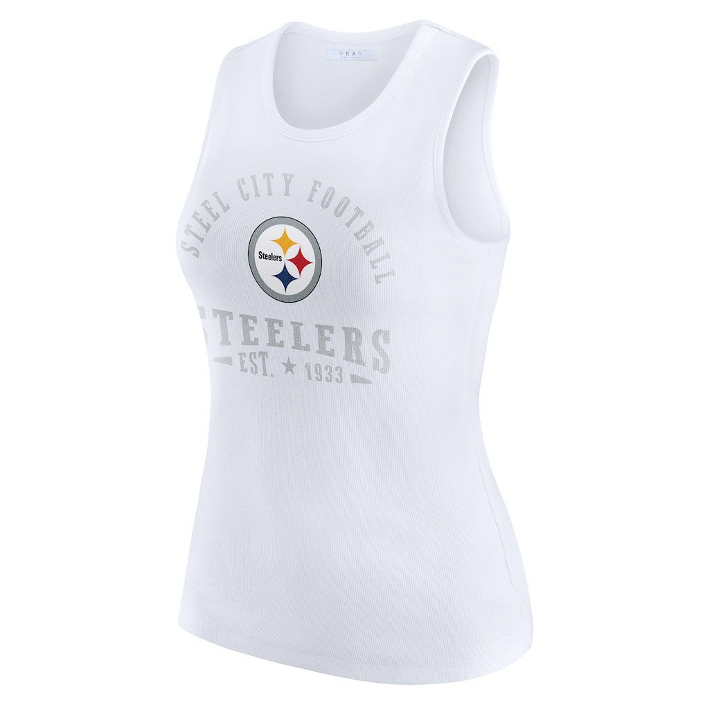 Pittsburgh Steelers WEAR by Erin Andrews Women's Ribbed Graphic Tank Top - White - NFL