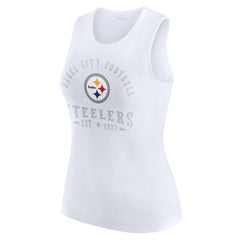 Pittsburgh Steelers WEAR by Erin Andrews Women's Ribbed Graphic Tank Top - White - NFL
