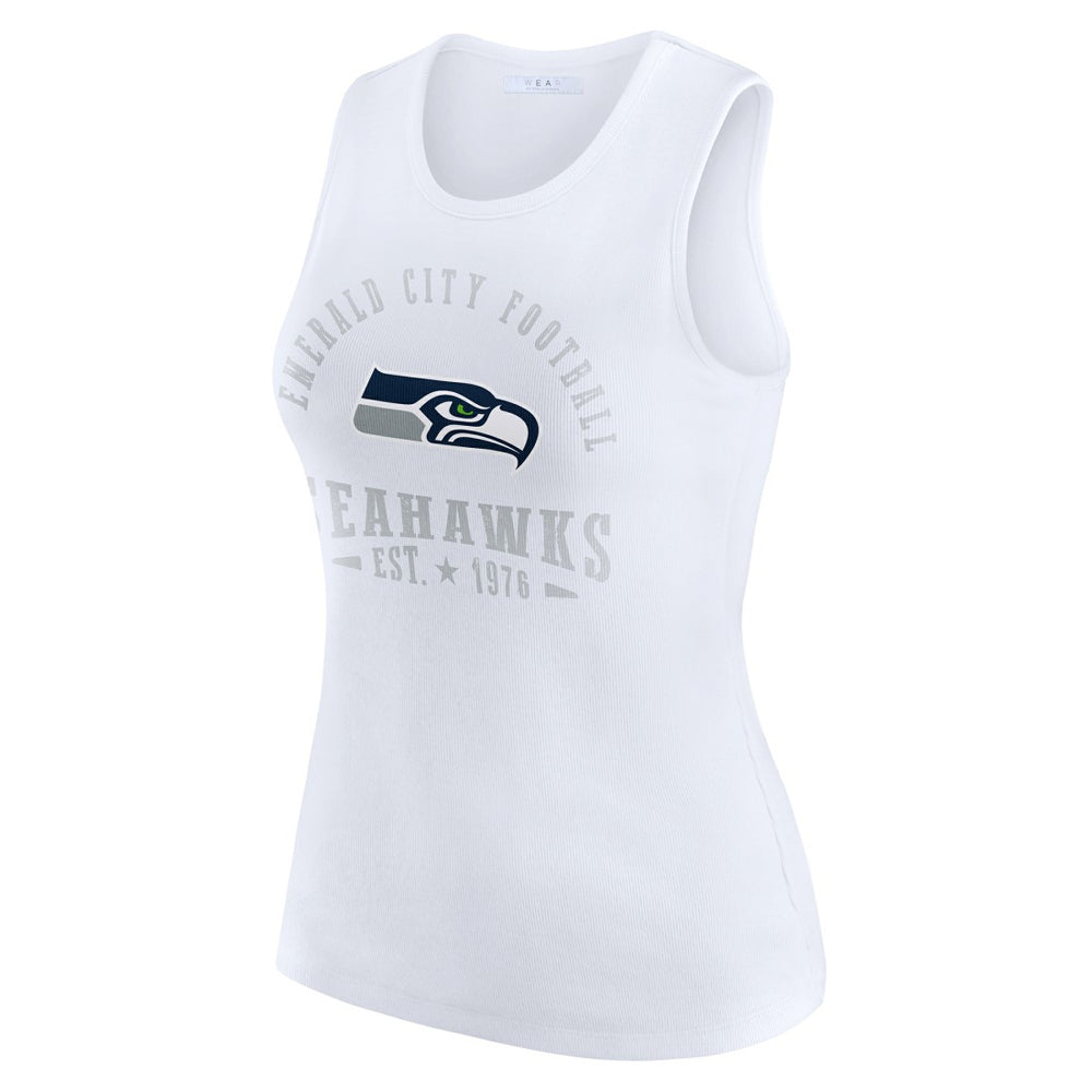 Seattle Seahawks WEAR by Erin Andrews Women's Ribbed Graphic Tank Top - White - NFL