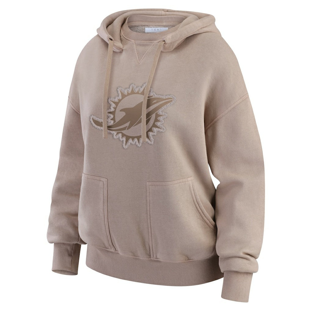 Miami Dolphins WEAR by Erin Andrews Women's Washed Pullover Crewdie - Tan - NFL