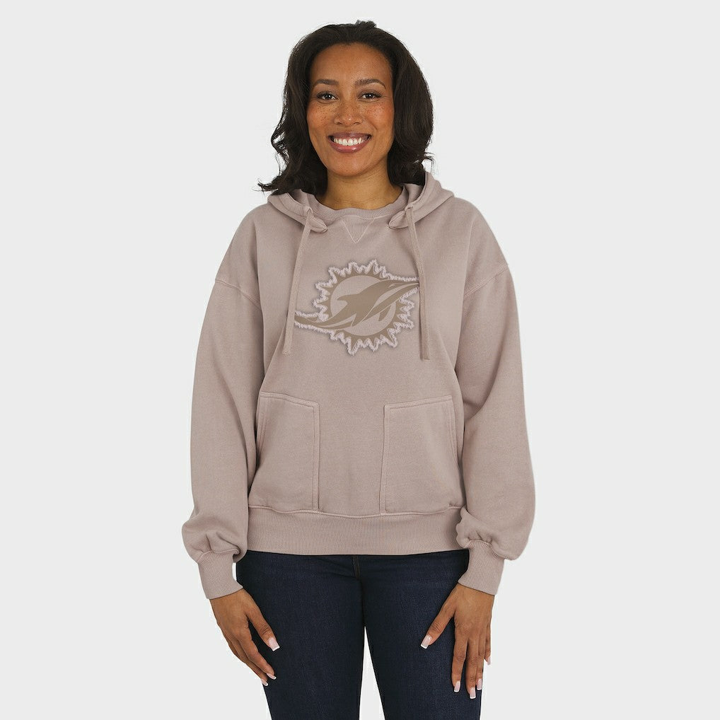 Miami Dolphins WEAR by Erin Andrews Women's Washed Pullover Crewdie - Tan - NFL